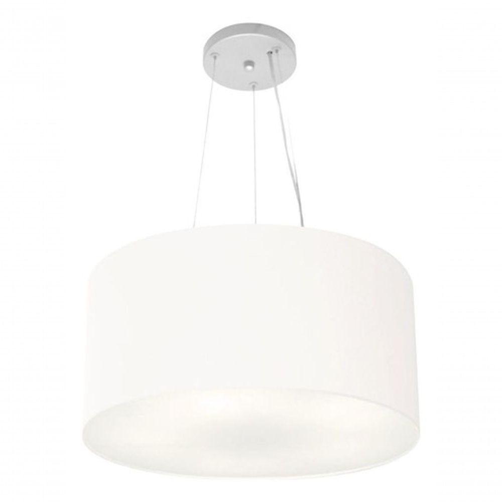 Lustre Pendente Cilíndrico Vivare Md-4185 Cúpula Em Tecido 45x21cm - Bivolt Branco 127/220v - 3