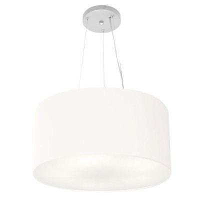 Lustre Pendente Cilíndrico Vivare Md-4185 Cúpula Em Tecido 45x21cm - Bivolt Branco 127/220v