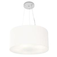 Lustre Pendente Cilíndrico Vivare Md-4185 Cúpula Em Tecido 45x21cm - Bivolt Branco 127/220v - 1