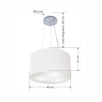 Lustre Pendente Cilíndrico Vivare Md-4185 Cúpula Em Tecido 45x21cm - Bivolt Branco 127/220v - 2