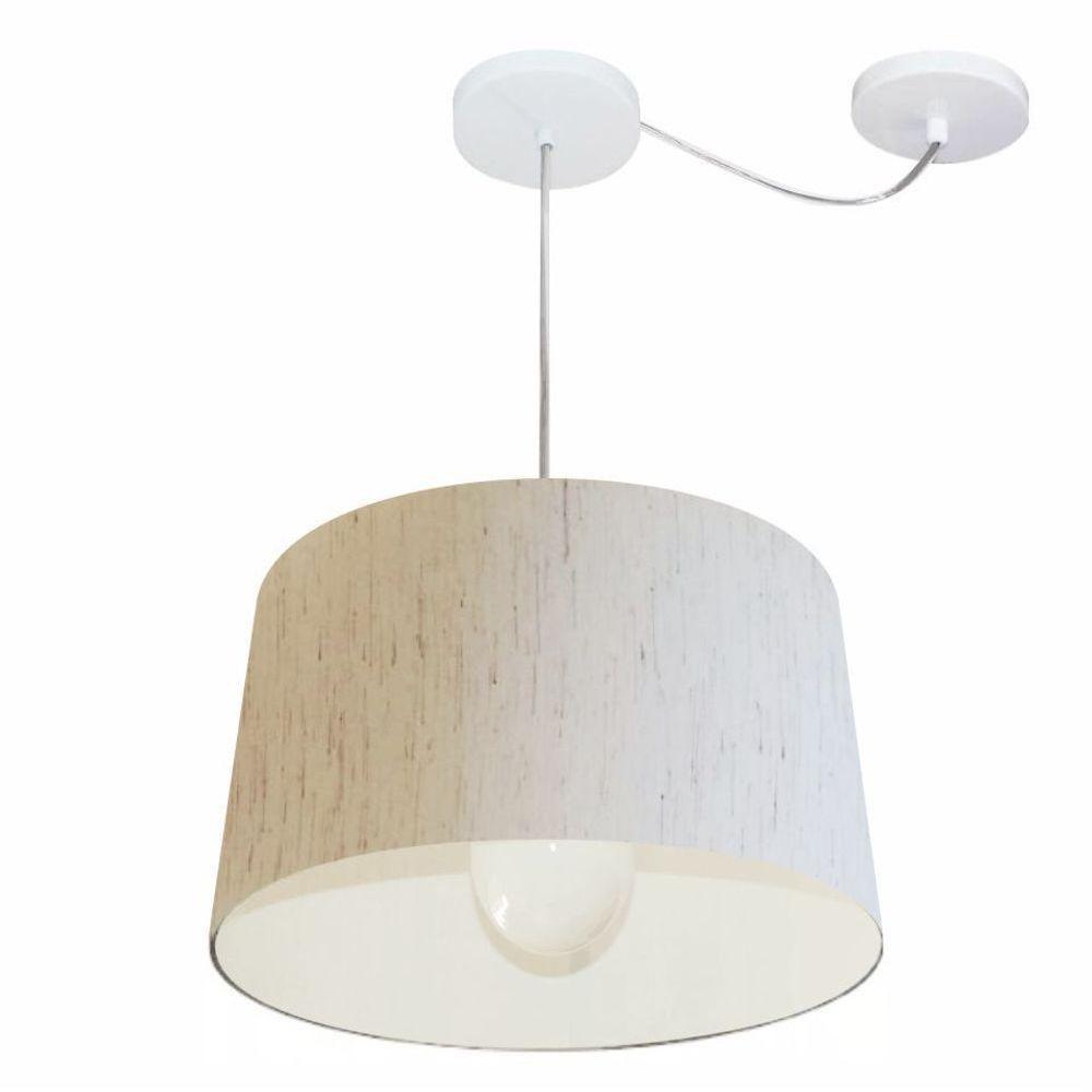 Lustre Pendente Cone Com Desvio Md-4275 Cúpula 30/45x40cm Linho Bege - Bivolt - 1