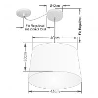 Lustre Pendente Cone Com Desvio Md-4275 Cúpula 30/45x40cm Linho Bege - Bivolt - 4