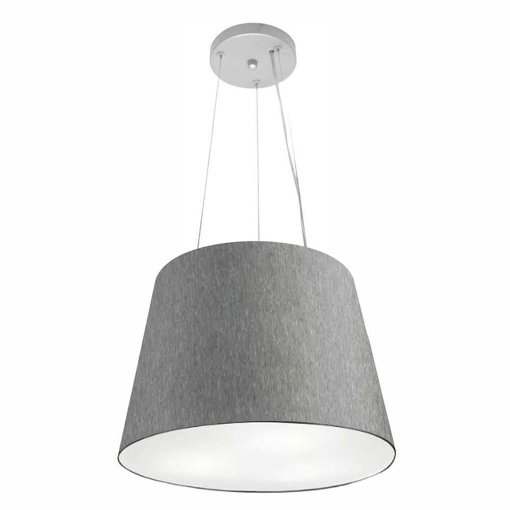 Lustre Pendente Cone Md-4152 Cúpula Em Tecido 30/40x30cm Rustico Cinza - Bivolt - 1