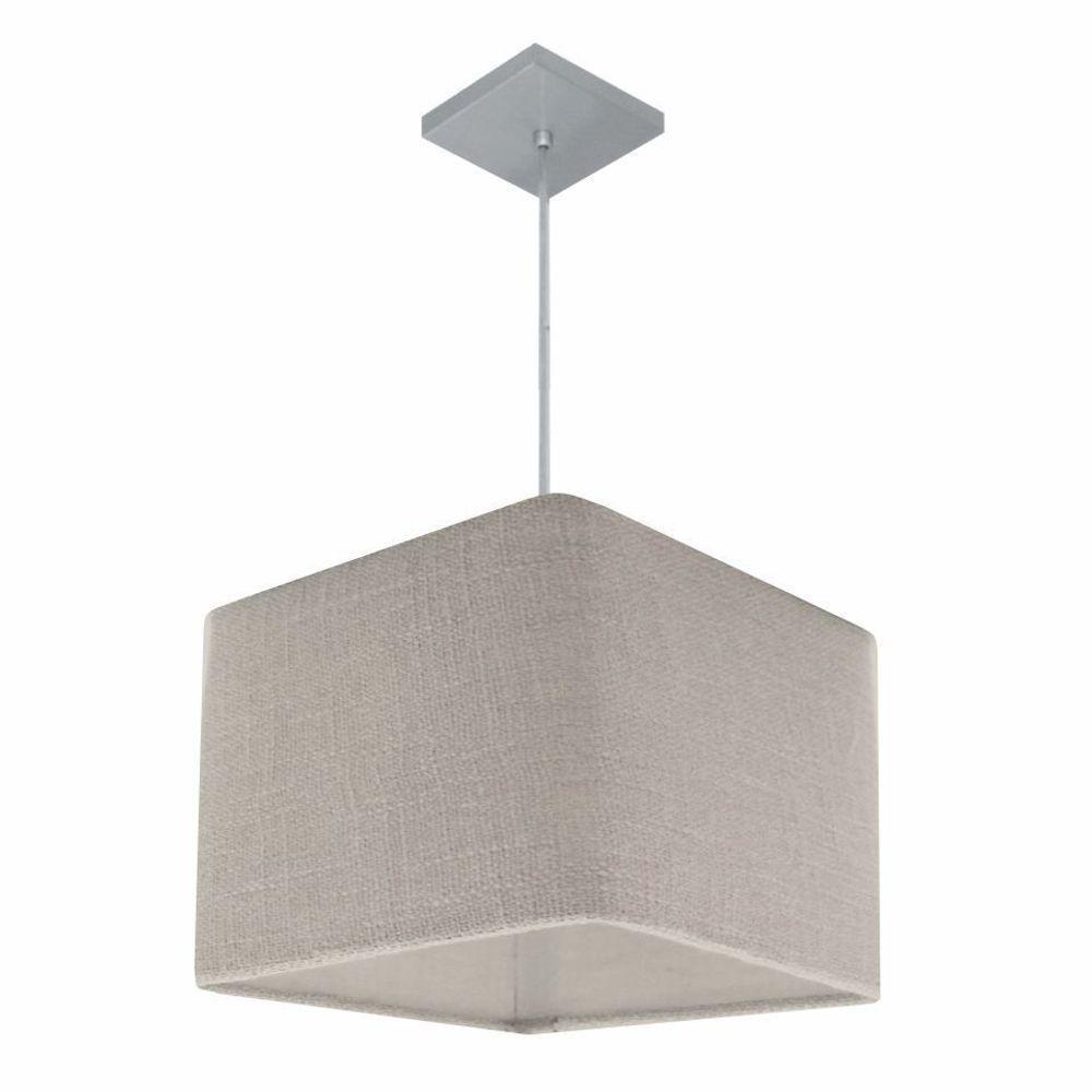 Lustre Pendente Quadrado Vivare Md-4059 Cúpula Em Tecido 21/35x35cm - Bivolt Rustico-cinza 127/220v - 1