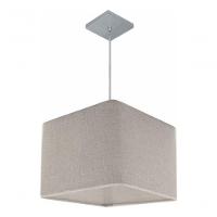 Lustre Pendente Quadrado Vivare Md-4059 Cúpula Em Tecido 21/35x35cm - Bivolt Rustico-cinza 127/220v