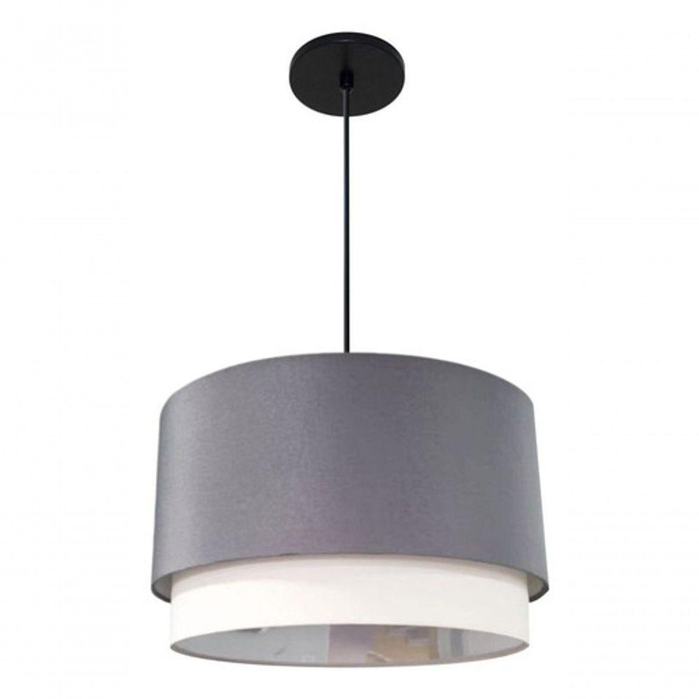 Lustre Pendente Cilíndrico Vivare Md-4383 Cúpula Em Tecido 45x25cm - Bivolt Canopla-preta 127/220v - 5
