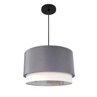 Lustre Pendente Cilíndrico Vivare Md-4383 Cúpula Em Tecido 45x25cm - Bivolt Canopla-preta 127/220v - 1