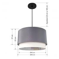 Lustre Pendente Cilíndrico Vivare Md-4383 Cúpula Em Tecido 45x25cm - Bivolt Canopla-preta 127/220v - 6