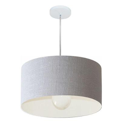 Lustre Pendente Cilíndrico Vivare Md-4204 Cúpula Em Tecido 45x25cm - Bivolt Rustico-cinza 127/220v
