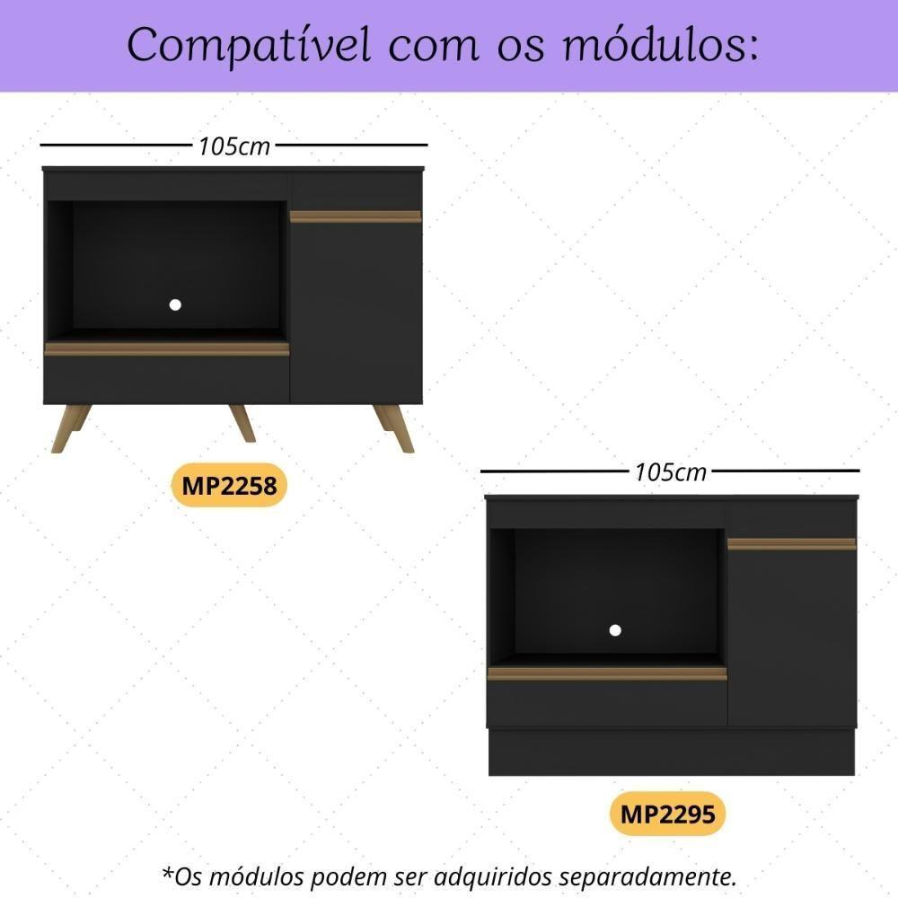 Kit 2 Puxadores Para Balcão De Cozinha 105cm Veneza Multimóveis Mp2305 Preto - 2