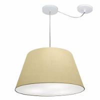 Lustre Pendente Cone Com Desvio De Centro Vivare Md-4278 Cúpula Em Tecido 35x50cm - Bivolt Algodão-crú 127/220v - 1