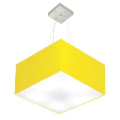 Lustre Pendente Quadrado Vivare Md-4075 Cúpula Em Tecido 30/50x50cm - Bivolt Amarelo 127/220v