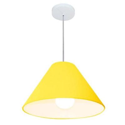 Lustre Pendente Cone Vivare Md-4078 Cúpula Em Tecido 25/40x15cm - Bivolt Amarelo 127/220v