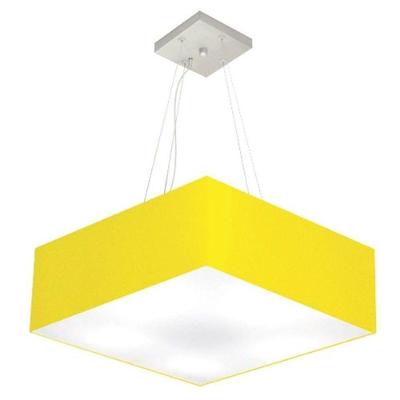 Lustre Pendente Quadrado Vivare Md-4032 Cúpula Em Tecido 15/50x50cm - Bivolt Amarelo 127/220v