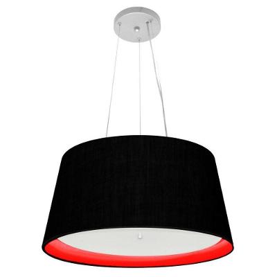 Lustre Pendente Cone Vivare Md-4144 Cúpula Em Tecido 25x50x40cm - Bivolt Preto-vermelho 127/220v