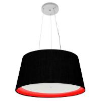 Lustre Pendente Cone Vivare Md-4144 Cúpula Em Tecido 25x50x40cm - Bivolt Preto-vermelho 127/220v - 1