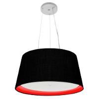 Lustre Pendente Cone Vivare Md-4144 Cúpula Em Tecido 25x50x40cm - Bivolt Preto-vermelho 127/220v - 3