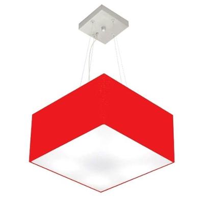 Lustre Pendente Quadrado Vivare Md-4005 Cúpula Em Tecido 21/35x35cm - Bivolt Vermelho 127/220v
