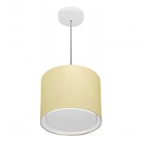 Lustre Pendente Cilíndrico Duplo Vivare Md-4284 Cúpula Em Tecido 30x30cm - Bivolt Algodão-crú 127/220v - 2