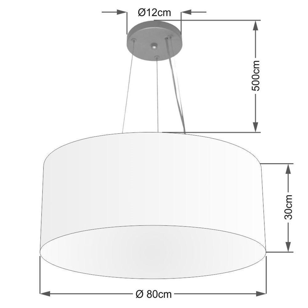 Lustre Pendente Cilíndrico Md-4070 Cúpula Em Tecido 80x30cm Palha - Bivolt - 2