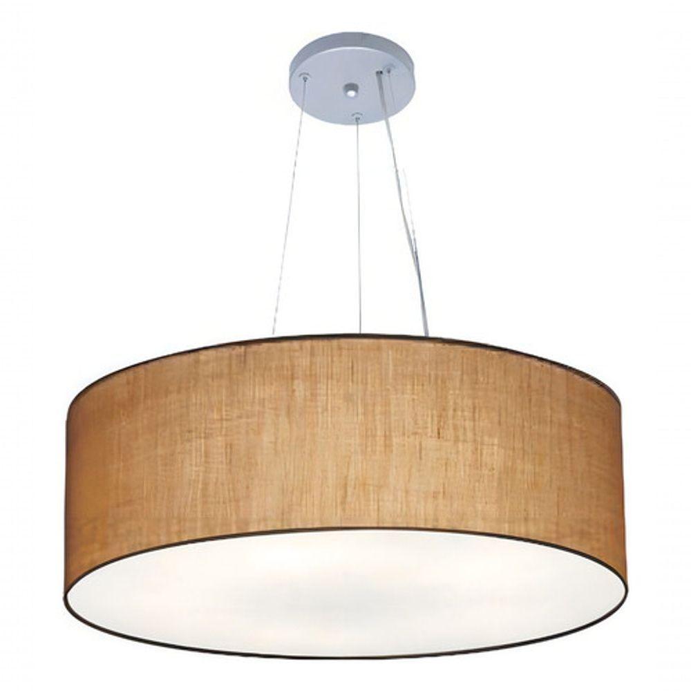 Lustre Pendente Cilíndrico Md-4070 Cúpula Em Tecido 80x30cm Palha - Bivolt - 3