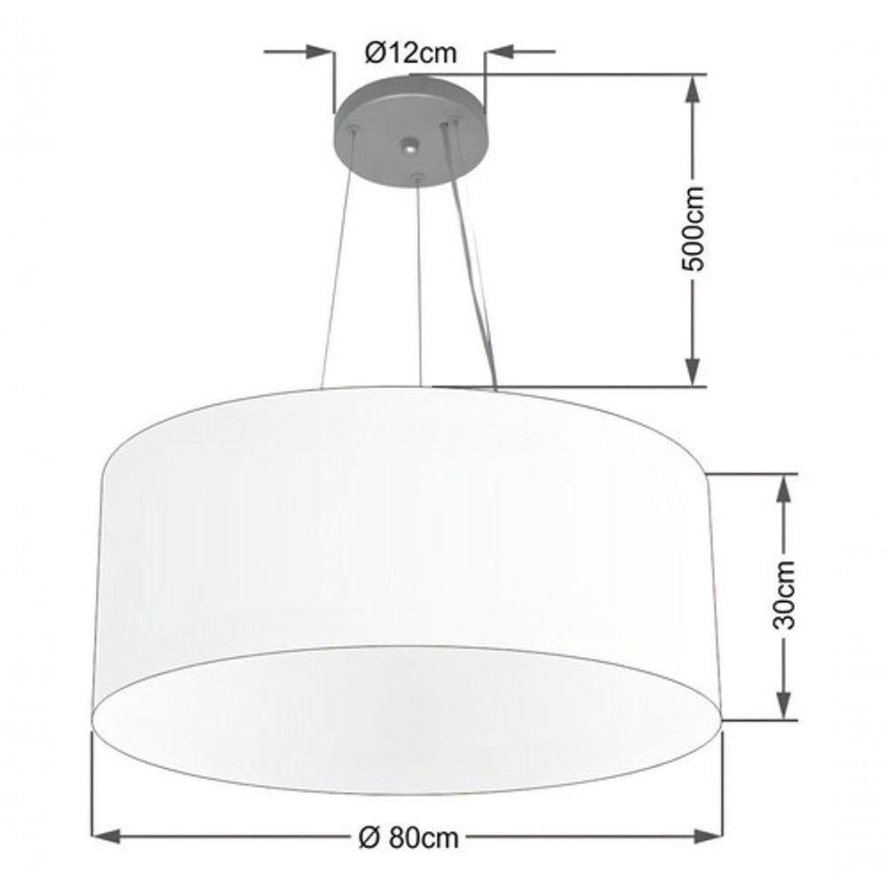 Lustre Pendente Cilíndrico Md-4070 Cúpula Em Tecido 80x30cm Palha - Bivolt - 4