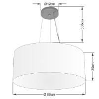 Lustre Pendente Cilíndrico Md-4070 Cúpula Em Tecido 80x30cm Palha - Bivolt - 2