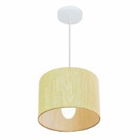 Lustre Pendente Cilíndrico Vivare Md-4054 Cúpula Em Tecido 30x21cm - Bivolt Linho Bege 127/220v - 3
