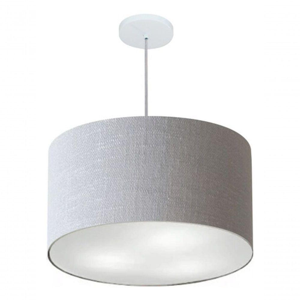 Lustre Pendente Cilíndrico Vivare Md-4250 Cúpula Em Tecido 45x30cm - Bivolt Rustico-cinza 127/220v - 4