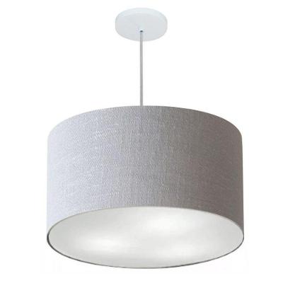 Lustre Pendente Cilíndrico Vivare Md-4250 Cúpula Em Tecido 45x30cm - Bivolt Rustico-cinza 127/220v