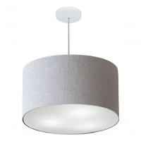 Lustre Pendente Cilíndrico Vivare Md-4250 Cúpula Em Tecido 45x30cm - Bivolt Rustico-cinza 127/220v