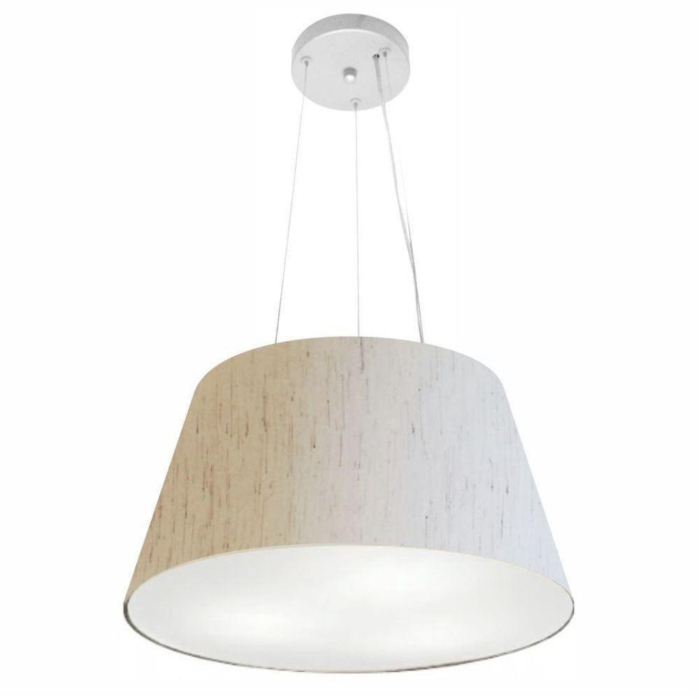 Lustre Pendente Cone Vivare Md-4001 Cúpula Em Tecido 21/40x30cm - Bivolt Linho Bege 127/220v - 3