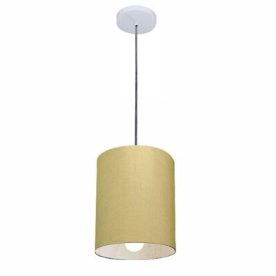 Lustre Pendente Cilíndrico Vivare Md-4200 Cúpula Em Tecido 14x15cm - Bivolt Algodão-crú 127/220v