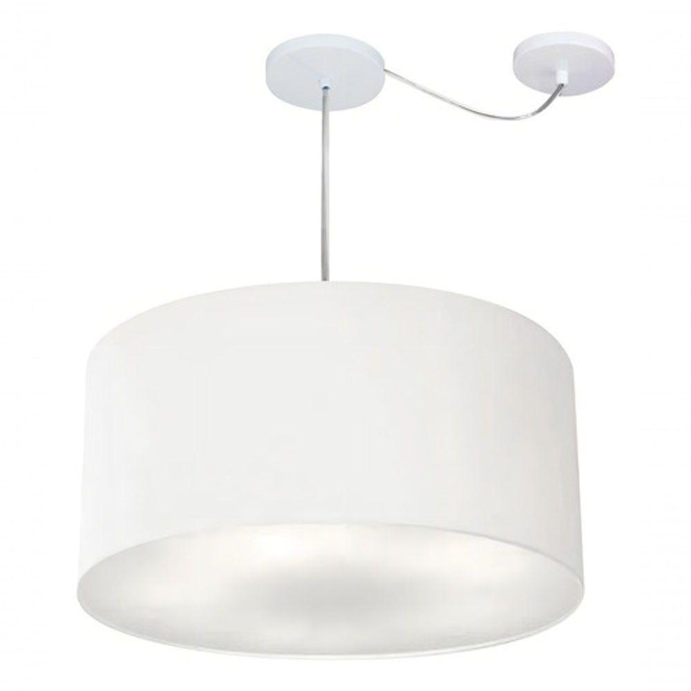 Lustre Pendente Cilíndrico Com Desvio Md-4264 Cúpula Em Tecido 55x30cm Branco - Bivolt - 3