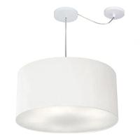 Lustre Pendente Cilíndrico Com Desvio Md-4264 Cúpula Em Tecido 55x30cm Branco - Bivolt - 3