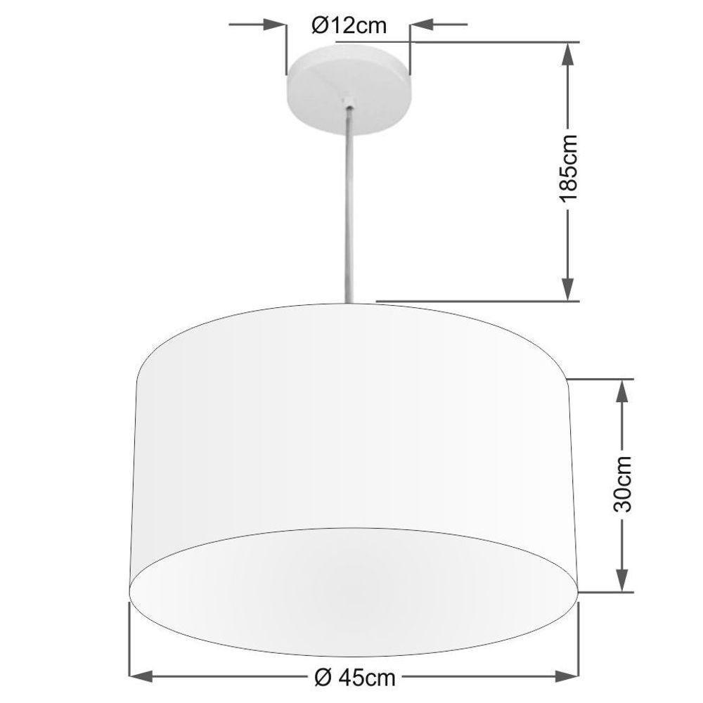Lustre Pendente Cilíndrico Vivare Md-4205 Cúpula Em Tecido 45x30cm - Bivolt Rustico-cinza 127/220v - 2