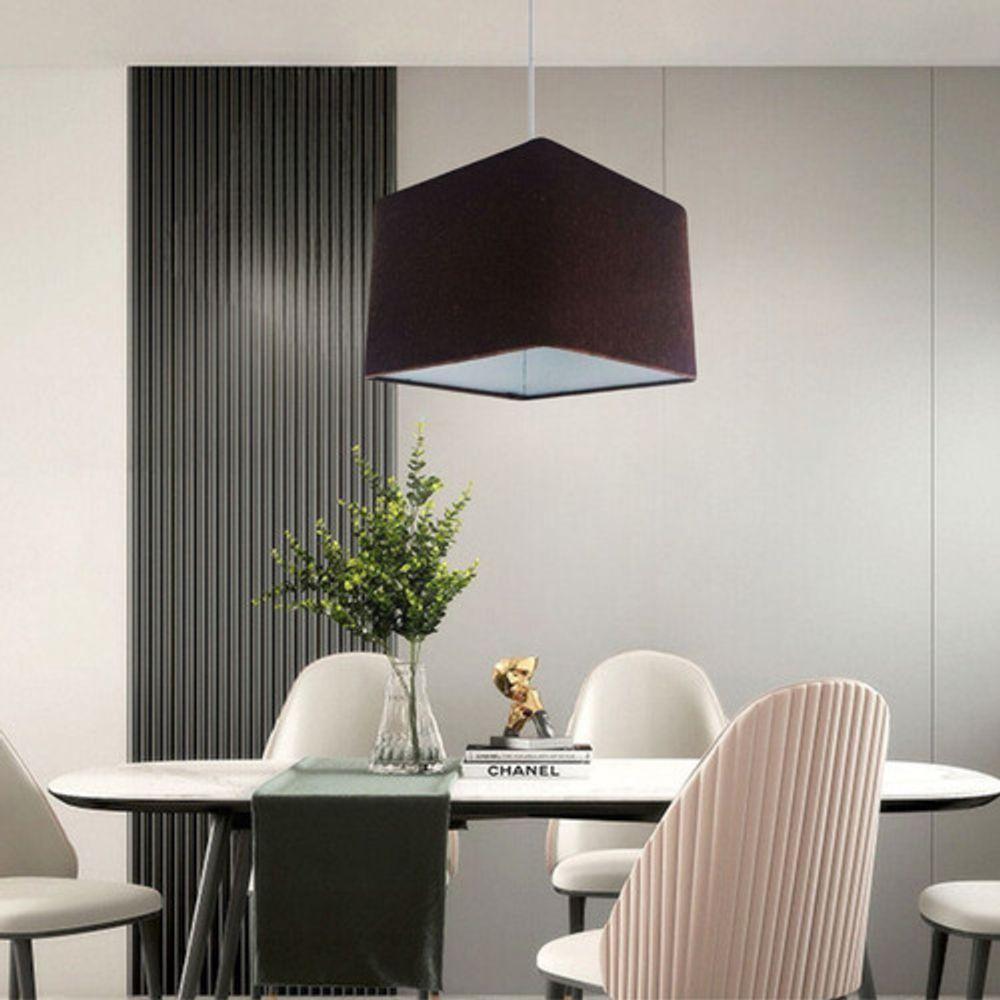 Lustre Pendente Quadrado Vivare Md-4058 Cúpula Em Tecido 21/25x25cm - Bivolt Café 127/220v - 5