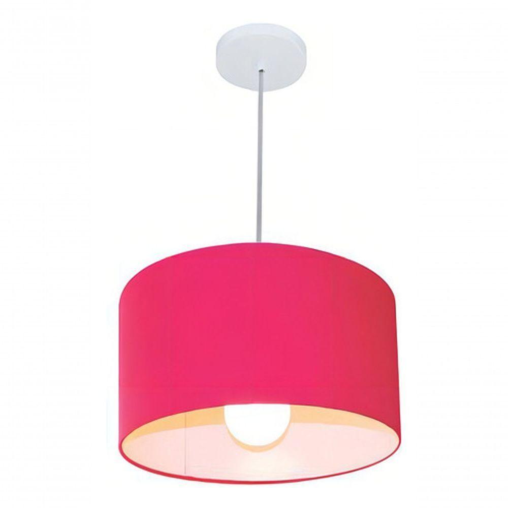 Lustre Pendente Cilíndrico Md-4031 Cúpula Em Tecido 40x21cm Rosa Pink - Bivolt - 3