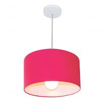 Lustre Pendente Cilíndrico Md-4031 Cúpula Em Tecido 40x21cm Rosa Pink - Bivolt - 3