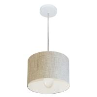 Lustre Pendente Cilíndrico Vivare Md-4201 Cúpula Em Tecido 25x25cm - Bivolt Rustico-bege 127/220v - 1