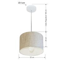Lustre Pendente Cilíndrico Vivare Md-4201 Cúpula Em Tecido 25x25cm - Bivolt Rustico-bege 127/220v - 2
