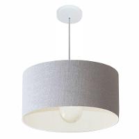 Lustre Pendente Cilíndrico Vivare Md-4206 Cúpula Em Tecido 50x25cm - Bivolt Rustico-cinza 127/220v - 1