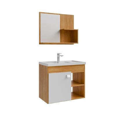 Gabinete Armário Para Banheiro Bia Com Cuba E Espelheira Cinamomo/branco