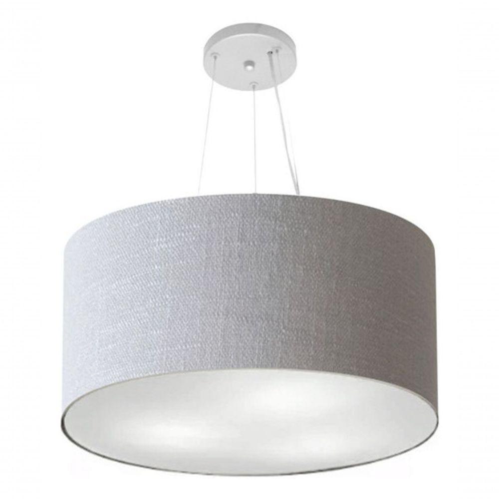 Lustre Pendente Cilíndrico Vivare Md-4192 Cúpula Em Tecido 55x30cm - Bivolt Rustico-cinza 127/220v - 3