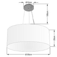 Lustre Pendente Cilíndrico Vivare Md-4191 Cúpula Em Tecido 55x25cm - Bivolt Café 127/220v - 2