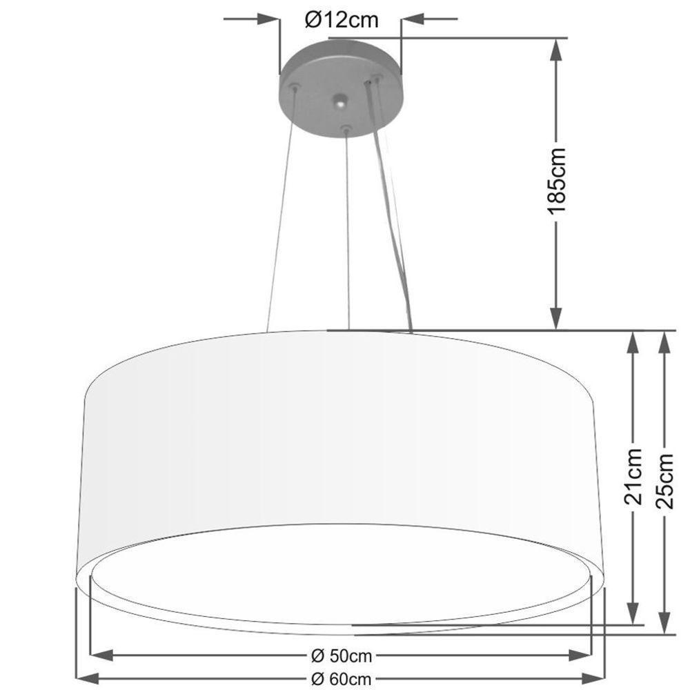 Lustre Pendente Cilíndrico Duplo Md-4125 Cúpula Em Tecido 60x25cm Rustico Cinza - Bivolt - 2