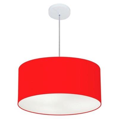 Lustre Pendente Cilíndrico Md-4049 Cúpula Em Tecido 50x21cm Vermelho - Bivolt