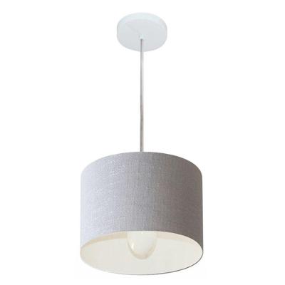 Lustre Pendente Cilíndrico Vivare Md-4201 Cúpula Em Tecido 25x25cm - Bivolt Rustico-cinza 127/220v