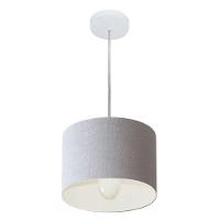 Lustre Pendente Cilíndrico Vivare Md-4201 Cúpula Em Tecido 25x25cm - Bivolt Rustico-cinza 127/220v - 1