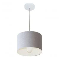 Lustre Pendente Cilíndrico Vivare Md-4201 Cúpula Em Tecido 25x25cm - Bivolt Rustico-cinza 127/220v - 3